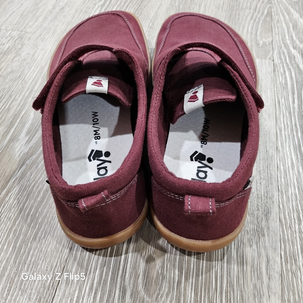 Women’s Casual Velcro Canvas Slip-On Shoe - Burgundy - Picture 4 of 10